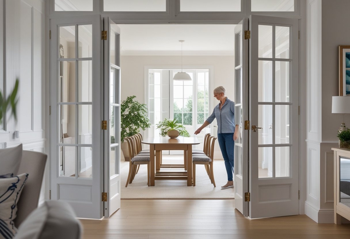 Sådan skaber du en elegant overgang mellem rum med franske døre og spisebord med klapper